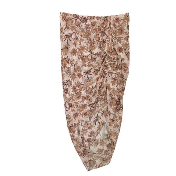 Veronica Beard Silk Midi Skirt Hazel Metallic Floral Asymmetrical Ruffle - Picture 3 of 11